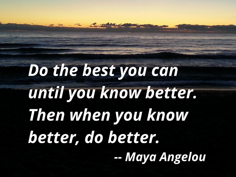 Do the best you can until you know better. Then when you know better, do better. Maya Angelou