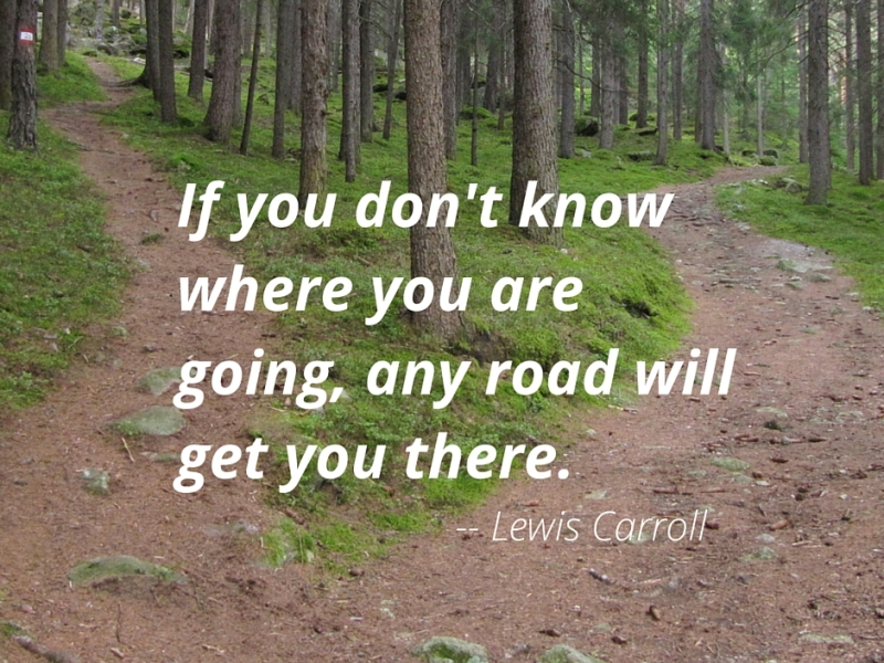 If you don’t know where you are going, any road will get you there. Lewis Carroll